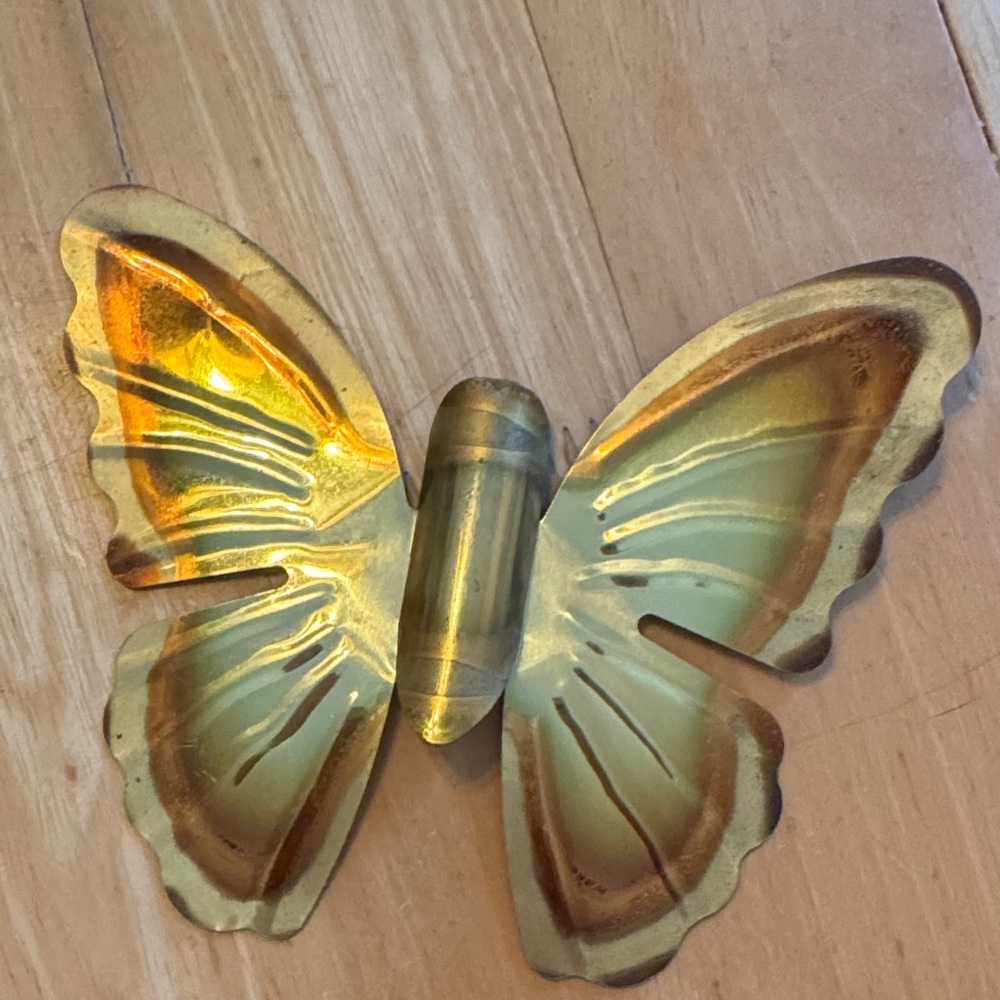 Brass Butterfly Wall Accent - Shiny Gold Tone